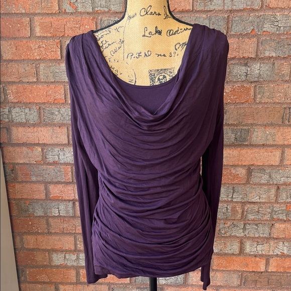 LOFT Tops - EUC Ann Taylor Loft Purple Drape Neck Long Sleeve Top (M)